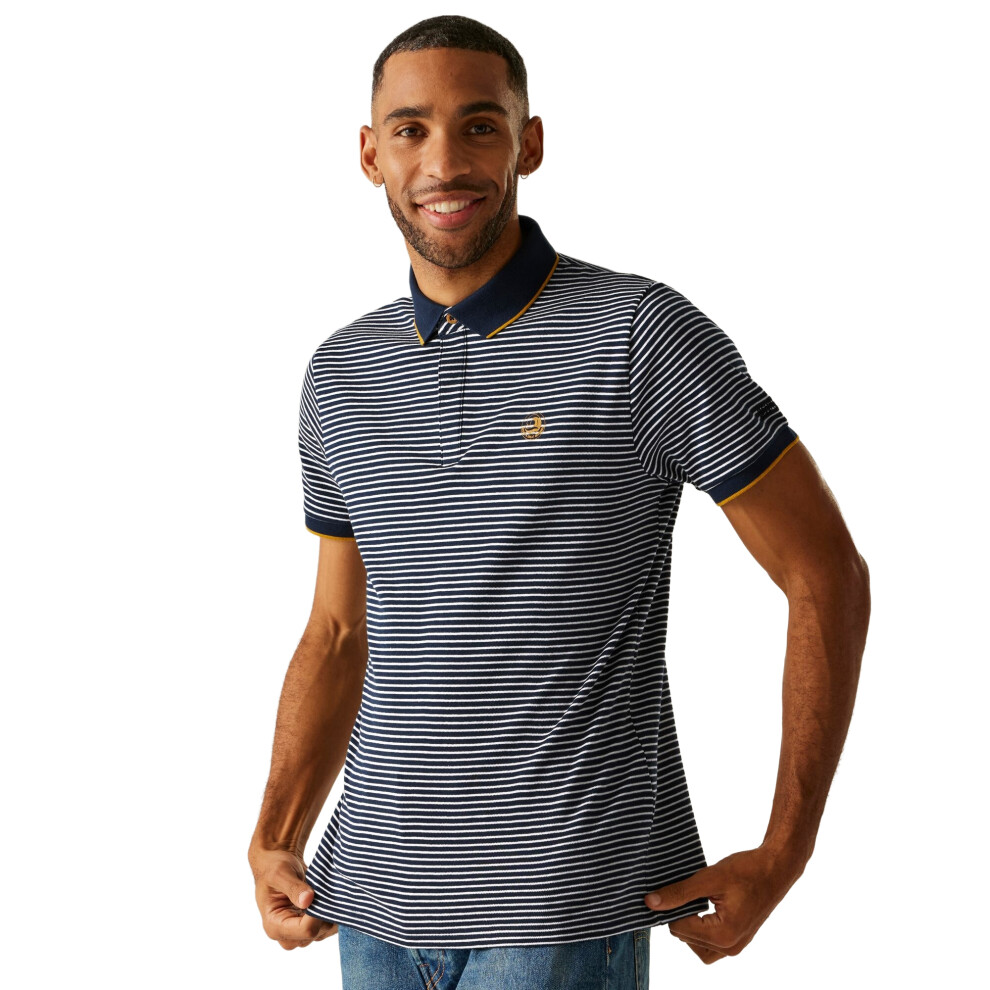 Regatta (3Xl, Navy/Stone White) Mens Tiver Striped Polo Shirt