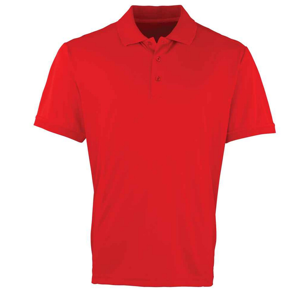 Premier (3Xl, Red) Mens Coolchecker Pique Polo Shirt