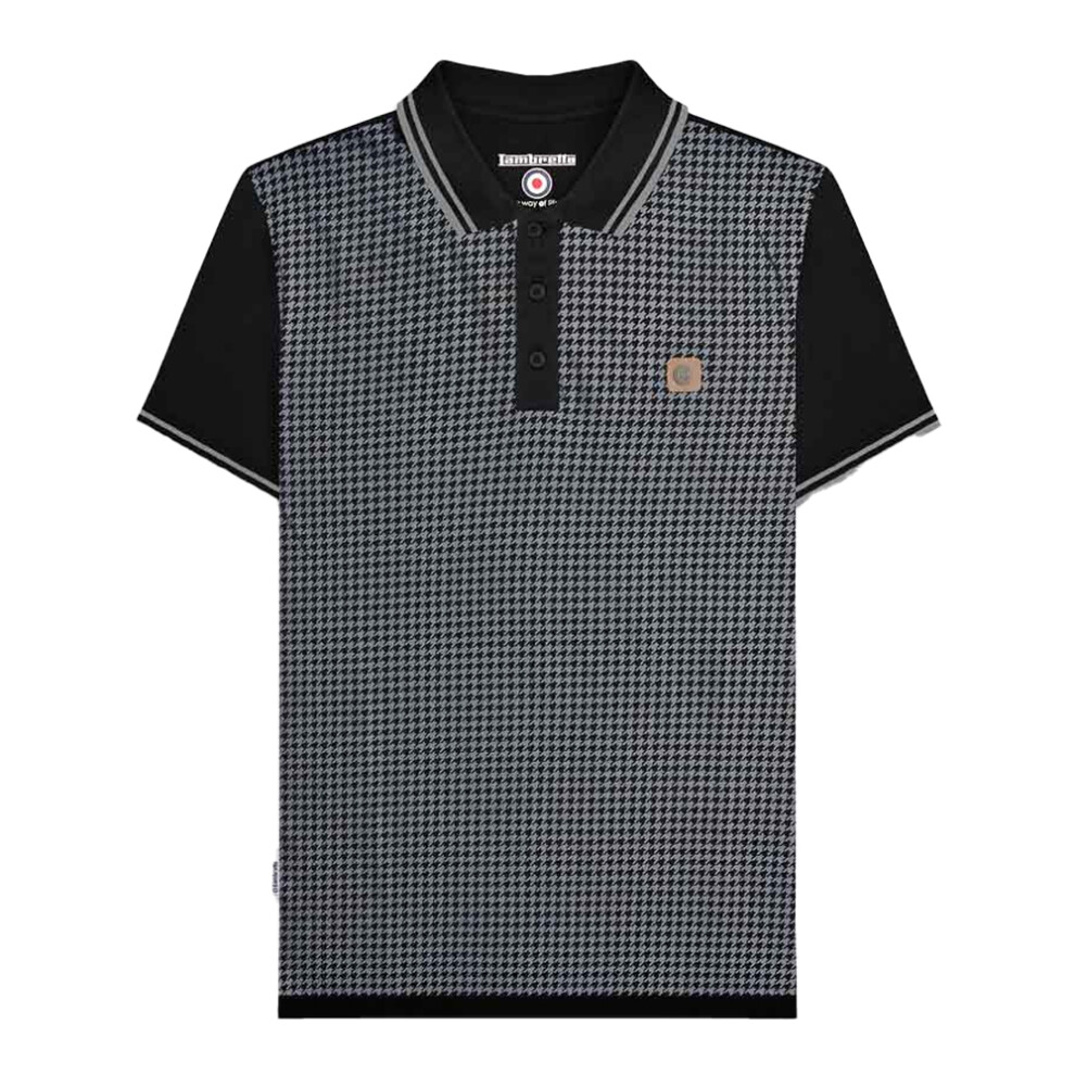 Lambretta (Xl, Black/Iron) Mens Ss24 Houndstooth Polo Shirt