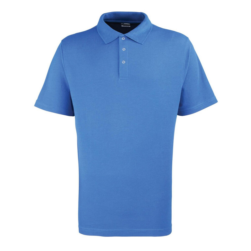 Premier (L, Royal Blue) Mens Pique Stud Front Polo Shirt