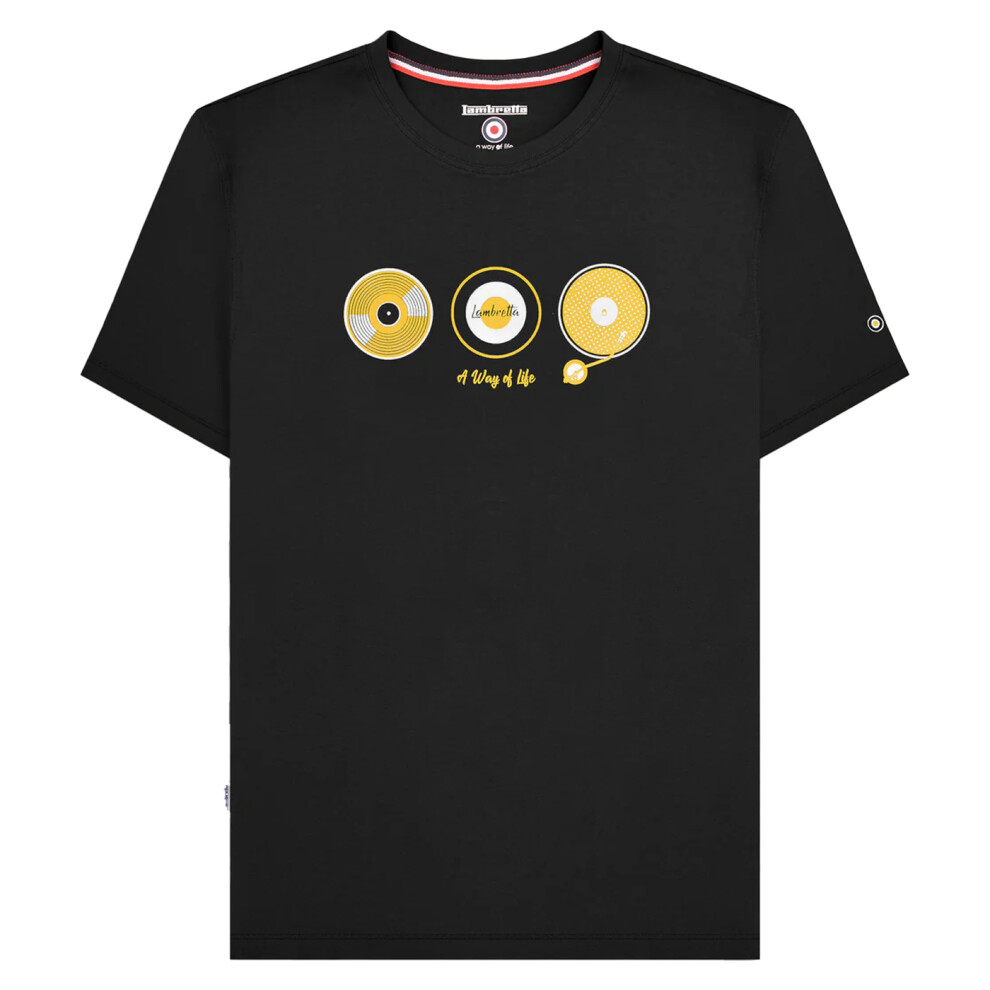 Lambretta (3Xl, Black) Mens A Way Of Life Vinyl Record T-Shirt