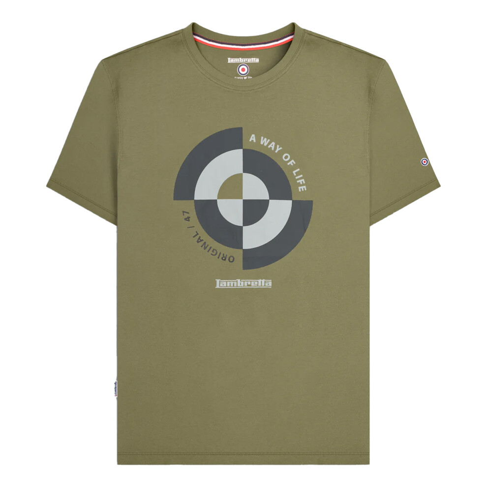 Lambretta (L, Khaki Green) Mens Target Quadrant T-Shirt