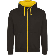 (L, Jet Black/Gold) Awdis Mens Varsity Full Zip Hoodie