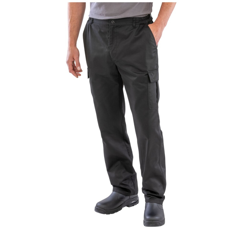 (S R, Black) Result Genuine Recycled Mens Plain Work Trousers 5063750324951