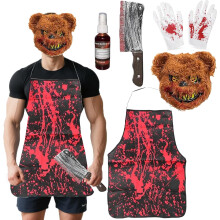 Disfraz de Halloween Terrorífico Traje Oso Cuchillo Sangre Máscara — accesorios terror, máscara animal