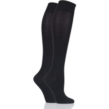 SockShop Calcetines Altos para Mujer Medias hasta la Rodilla Set de 2 Pares Negros 36-41 — calcetines bambú altos