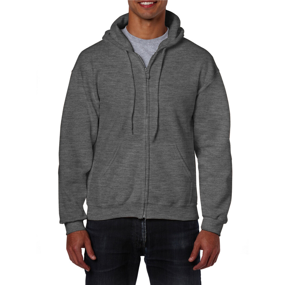 Gildan (L, Dark Heather) Unisex Adult Heavy Blend Full Zip Full Zip Hoodie