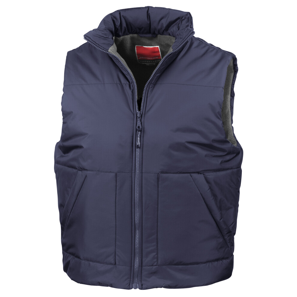 Result (Xl, Navy Blue) Fleece Lined Bodywarmer Water Repellent Windproof Jacket