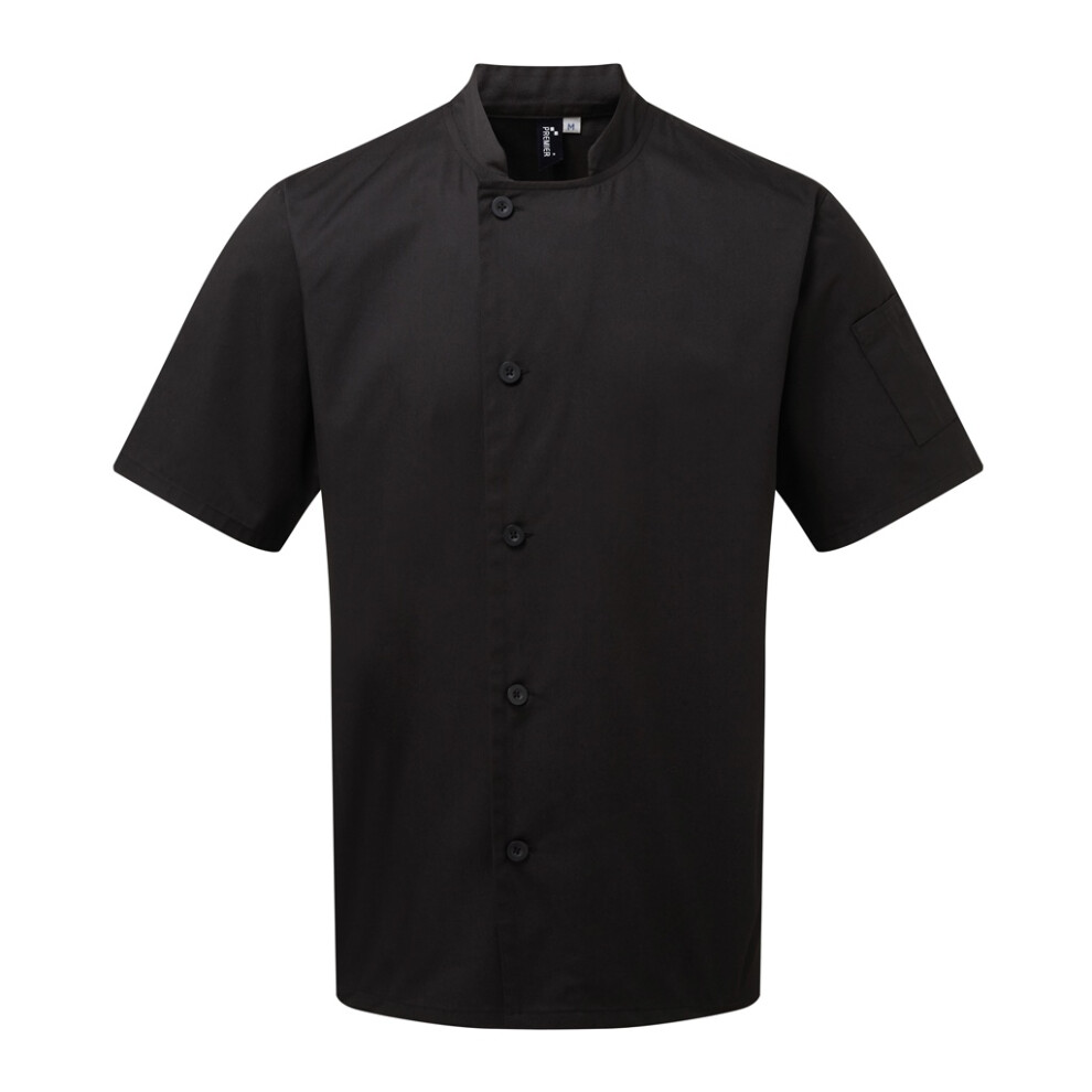 Premier (S, Black) Adults Unisex Essential Short Sleeve Chefs Jacket