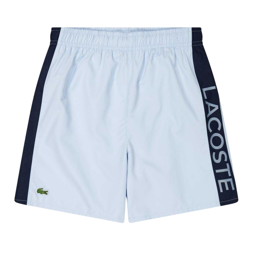 Lacoste (14 Years, Light Blue) Mens Lettering Swimming Swim Shorts