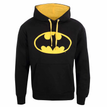 (L, Black) Batman Unisex Adult Contrast Logo Hoodie