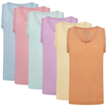 (12-13 Years, Multicoloured) KidCollection Girls Vest Top (Pack of 6)