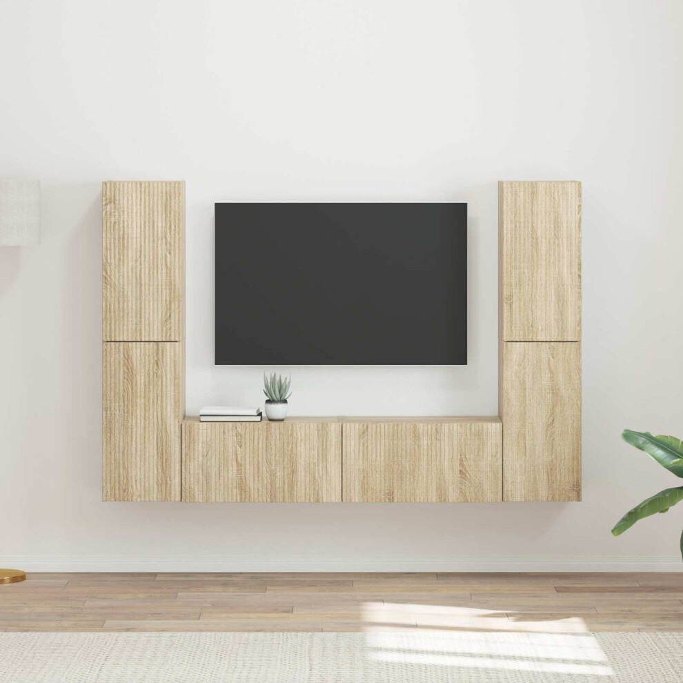 Vidaxl Tv Cabinet Set 6 Pcs Sonoma Oak Engineered Wood