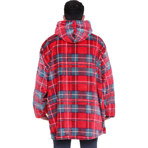 Couverture Pull Épaisse Kocobluza Oversize avec Capuche Chaleur Douce Épaisse Rouge — sweat à capuche 2