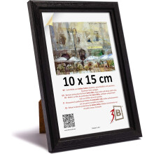 Cadre photo en bois élégant classique 10x15 cm avec chevalet noir — cadre photo, cadre bureau, décoration murale