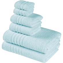 Set di 6 Asciugamani da Bagno in Cotone 550 g/m² Blu — asciugamani spugna, set bagno, tessili casa morbidi
