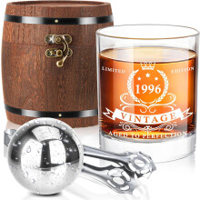 Coffret Cadeau pour les 30 ans Verre à Whisky dans une Boîte en Forme de Fût — cadeau homme, accessoires alcool