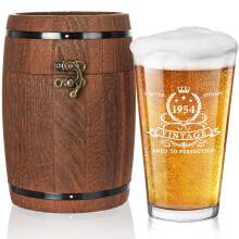 Verre à bière pour l’anniversaire Année 1954 Cadeau dans une boîte 480 ml — cadeau grand-père, chope gravée