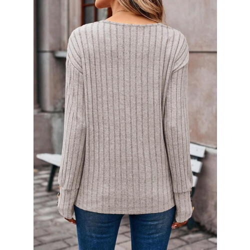 Dokotoo Damenpullover mit langem Ärmel Eleganter V-Ausschnitt Grau XL — dokotoo damenpullover, pullover v ausschnitt, grauer pullover xl 1