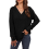 Damen-Langarmpullover V-Ausschnitt Knöpfe Vintage Schwarz S — damen vintage pullover, schwarzer pullover mit knöpfen, pullover mit v ausschnitt 2