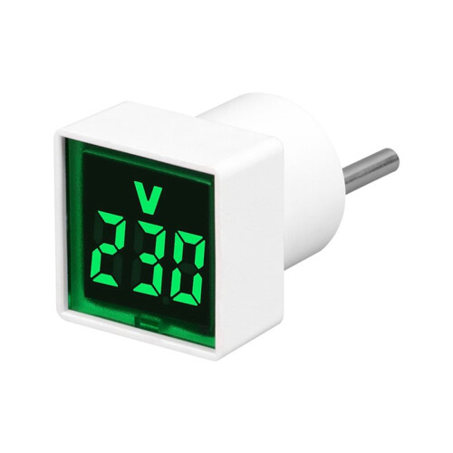 2X Digital Voltmeter Square AC220V Square Voltage Tester with LED Display and Indicator Light EU Plug Green 1