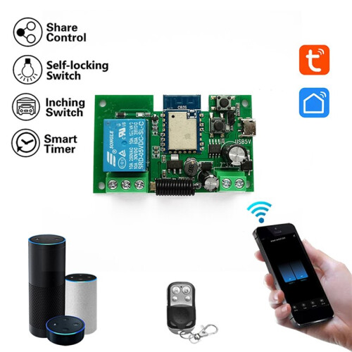 3X Tuya WIFI   Controller Gate Garage Door Opener 1CH 7-32V TimerInching Self-Locking Relay Module 2