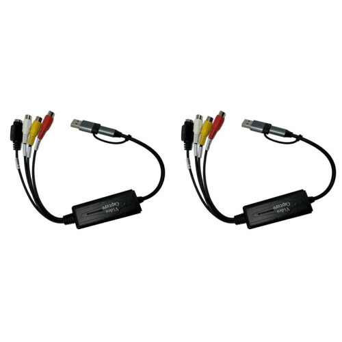 2X USB 2.0 Type C AV S Video Capture Card Adapter AV Video Composite to USB Type C for Camera OBS PC