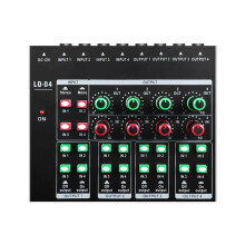 4-Channel Mixer 4-Channel Headphone Amplifier Sound Card Mixer Recording Interface for PC Audio Mixer US Plug