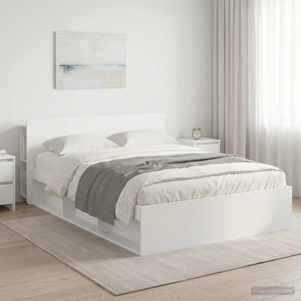 Vidaxl Bed Frame With Storage White 160 X 200 Cm Engineered Wood