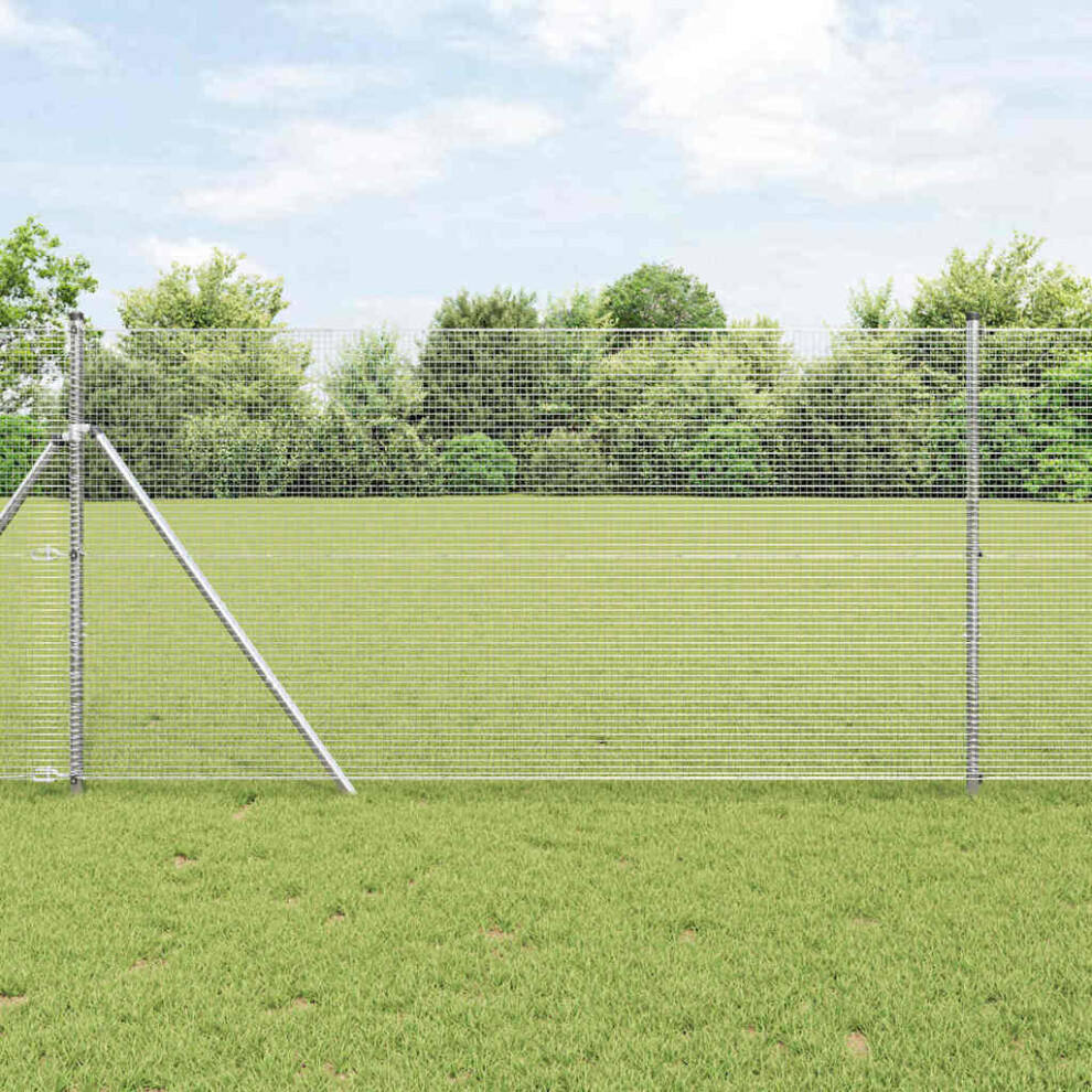 Vidaxl Ground Fix Welded Wire Fence 50 X 1.4 M Silver Mesh