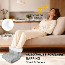 Electric Foot Warmer with Teddy Lining, 9 Temperature Settings and 4 Timers, Fast Heating for Home, Camping, US Plug