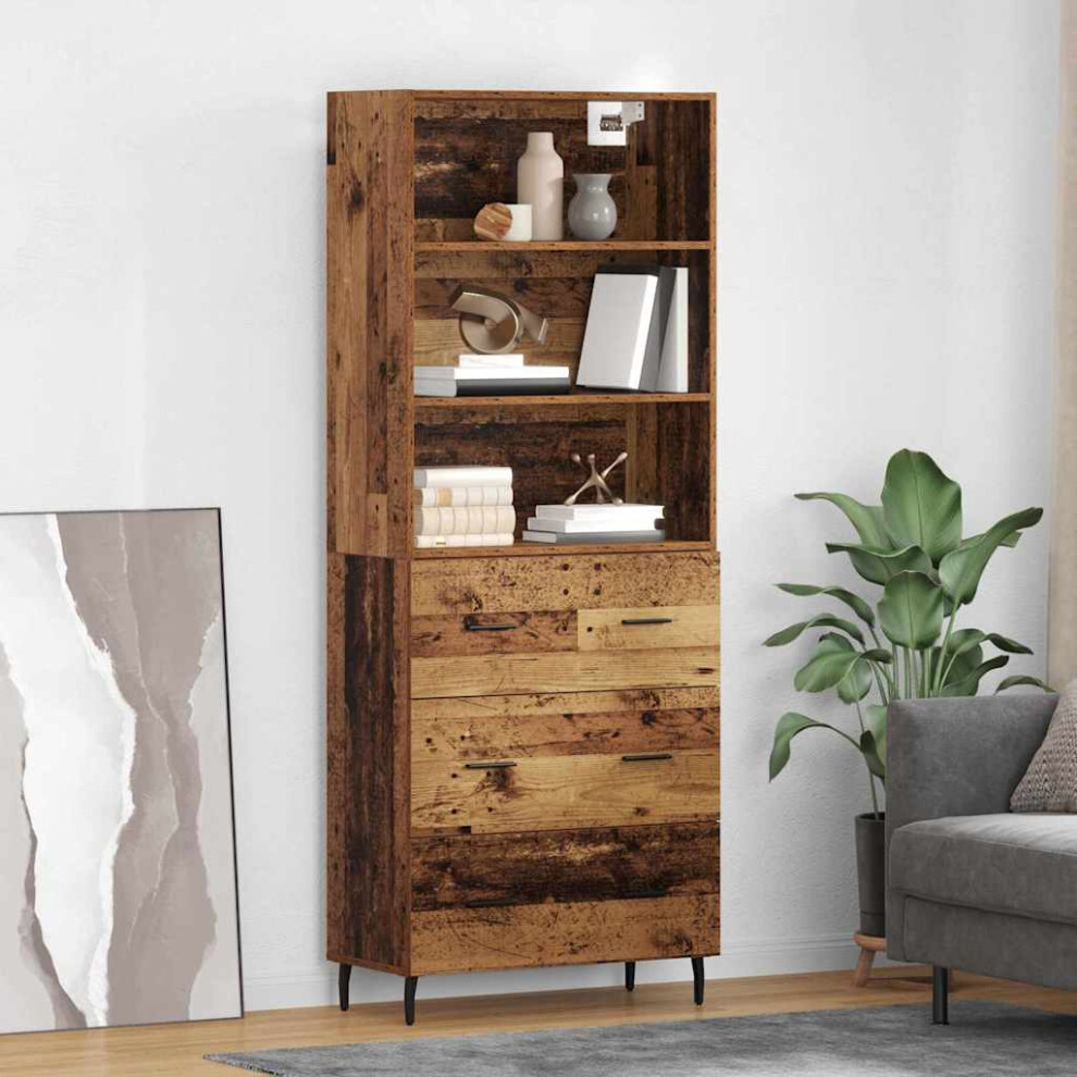 Vidaxl Highboard With Drawer 2 Pcs Old Wood Engineered Wood