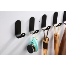 Crochets Muraux Auto-adhésifs Très Solides, Lot de 5 Pièces Noirs — patères salle bain, fixations sans perçage