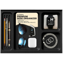 Organiseur de bureau en aluminium avec tiroirs pour accessoires Noir — pot à crayons, support téléphone