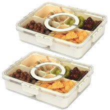 LIVIVO 2 Pack Snack Box with 4 Removable Trays