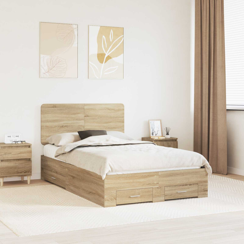 Vidaxl Bed Frame With Drawer Sonoma Oak 120 X 200 Cm Engineered Wood