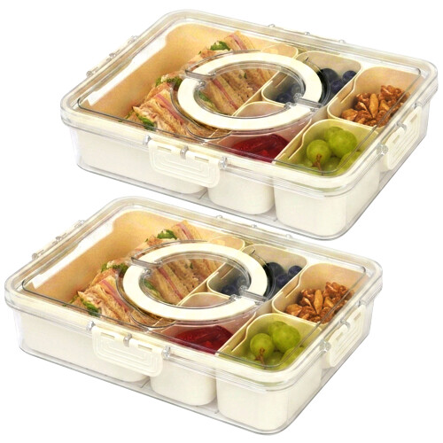 LIVIVO LIVIVO 2 Pack Snack Box with 5 Removable Trays