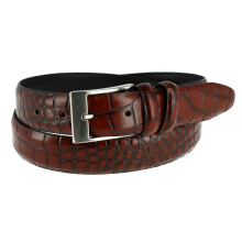 CTM Men's 32 mm Wide Embossed Leather Croc Print Belt