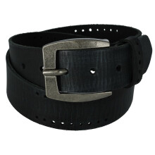 CTM Men's Distressed Leather Bridle Belt with Perforations