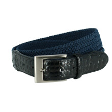 CTM Men's Big & Tall Braided Elastic Stretch Belt with Croc Print End Tabs