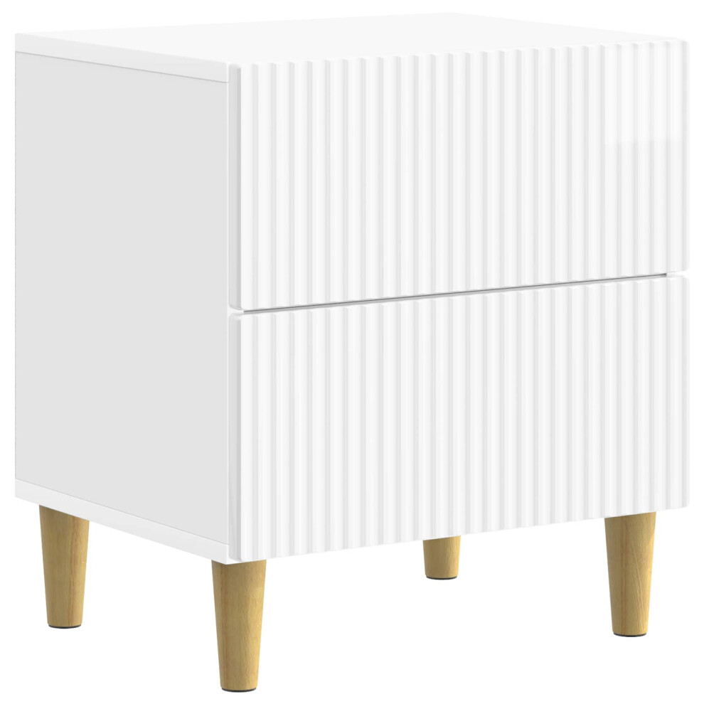 Vidaxl Bedside Cabinet With Drawer High Gloss White 43 X 34.5 X 48 Cm