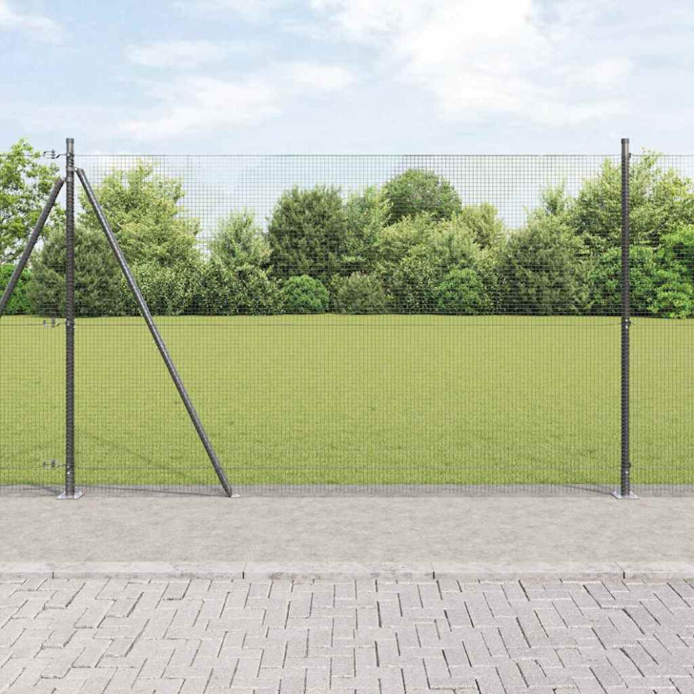 Vidaxl Welded Wire Fence With Concrete Base 10 X 1.4 M Grey Mesh