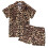 CTM Women's Short Sleeve Leopard Print Pyjama Set 1
