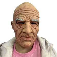 (Vecchio uomo calvo con le sopracciglia bianche) Maschera da festa con copricapo in lattice realistico per nonno