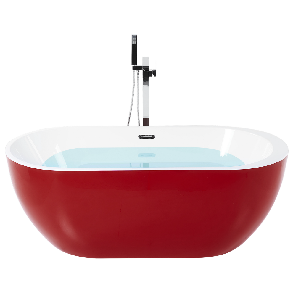 Beliani Freestanding Bathtub Nevis 1600 X 750 Mm Red