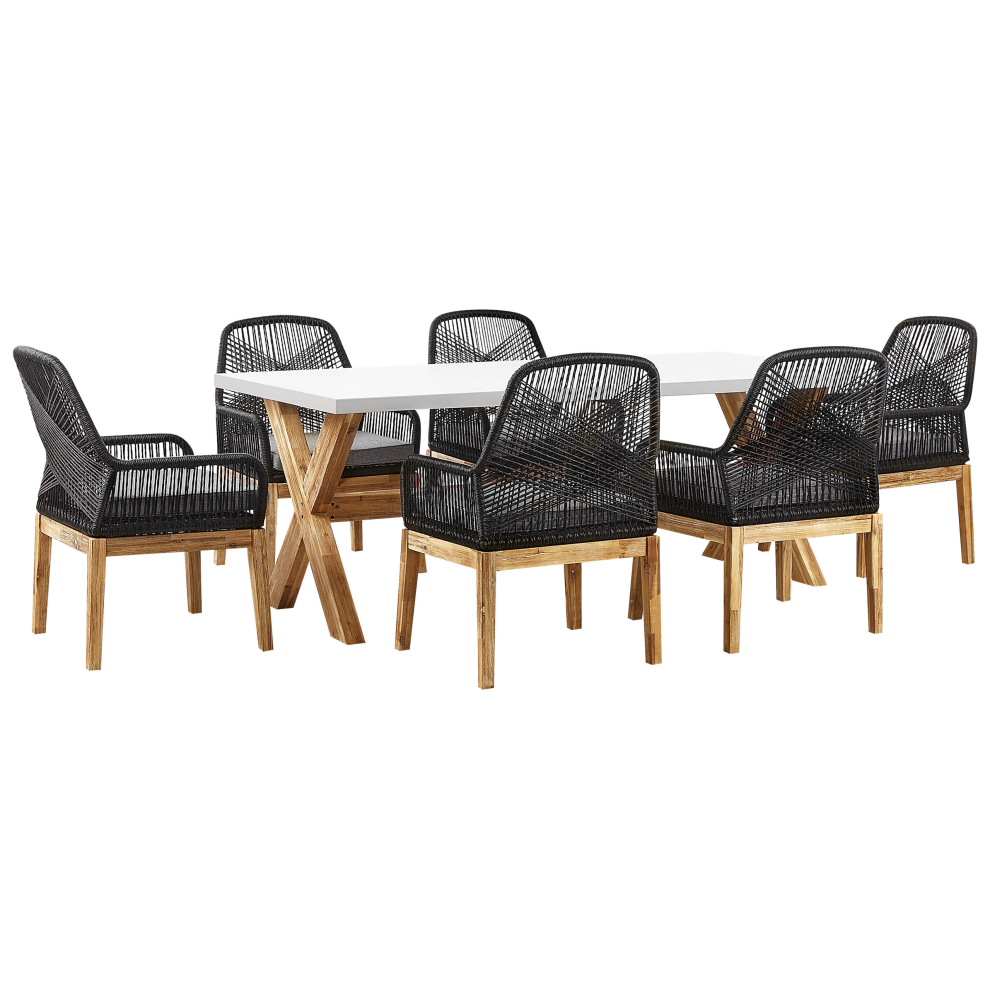 Beliani Olbia 6 Seater Garden Dining Set Black With Cushions