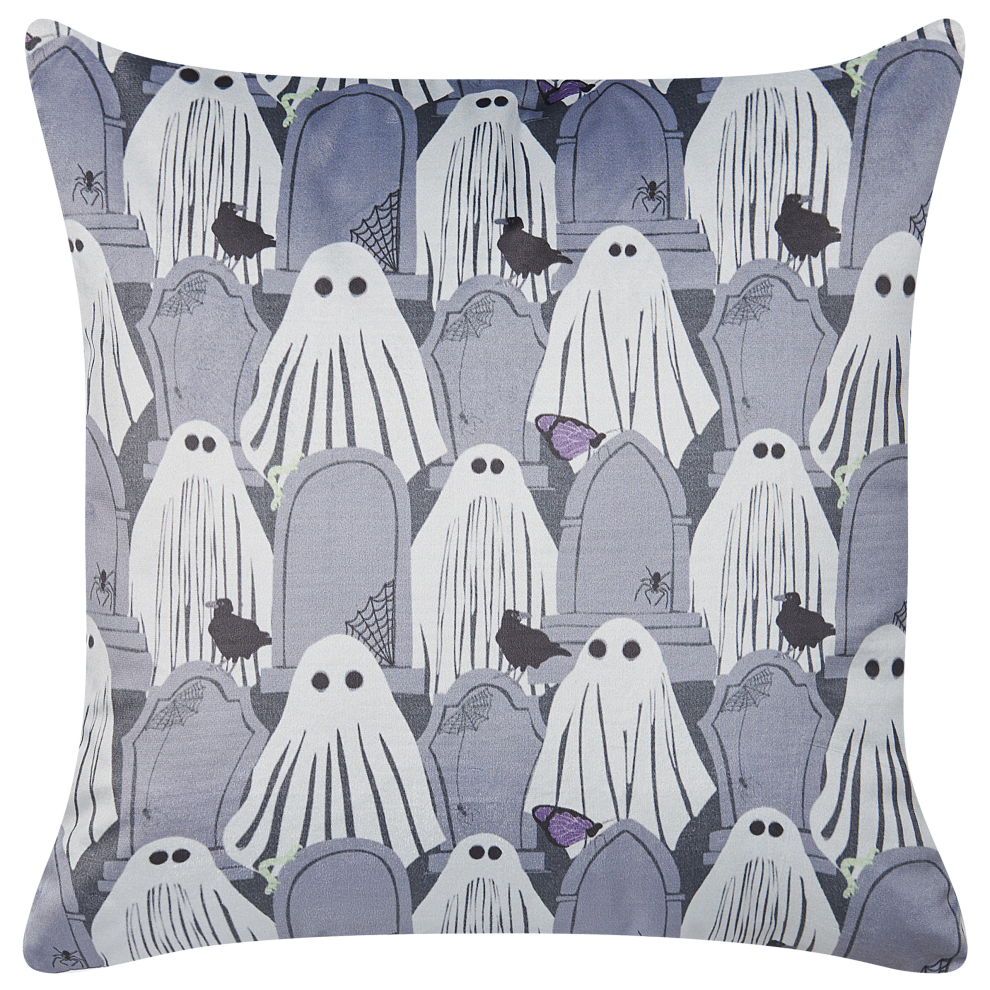 Beliani Throw Cushion Fanate Velvet 45 X 45 Cm Grey Abstract Pattern