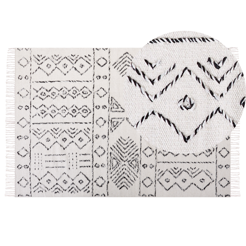 Beliani Rug Alkent White 140 X 200 Cm Wool