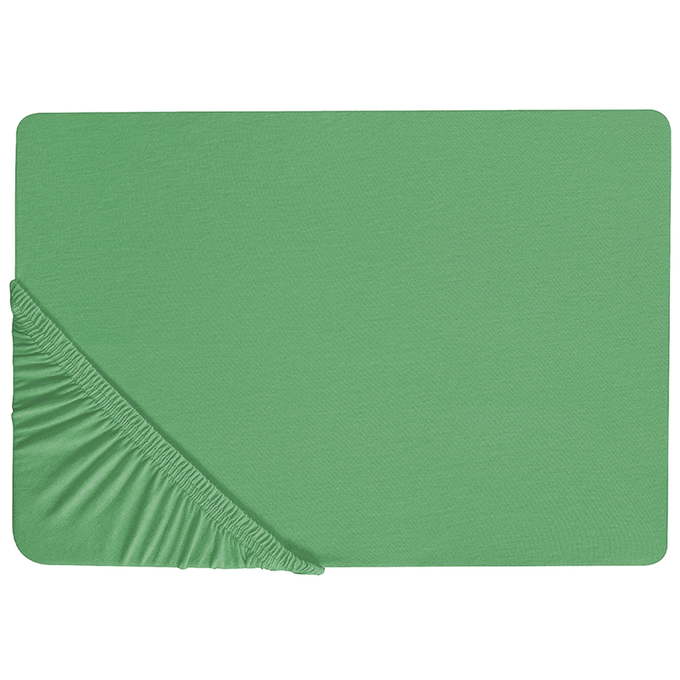 Beliani Fitted Sheet Janbu Cotton 180 X 200 Cm Green