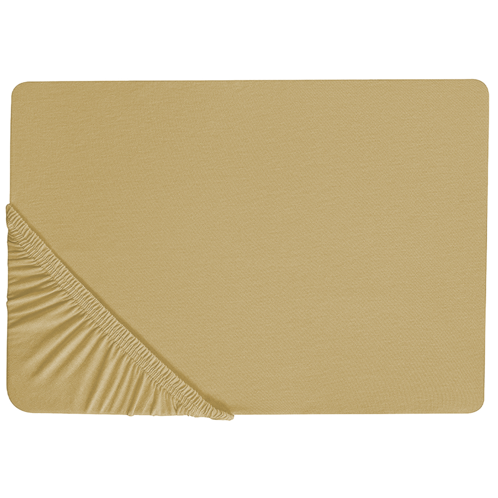 Beliani Fitted Sheet Janbu Cotton 180 X 200 Cm Olive Green
